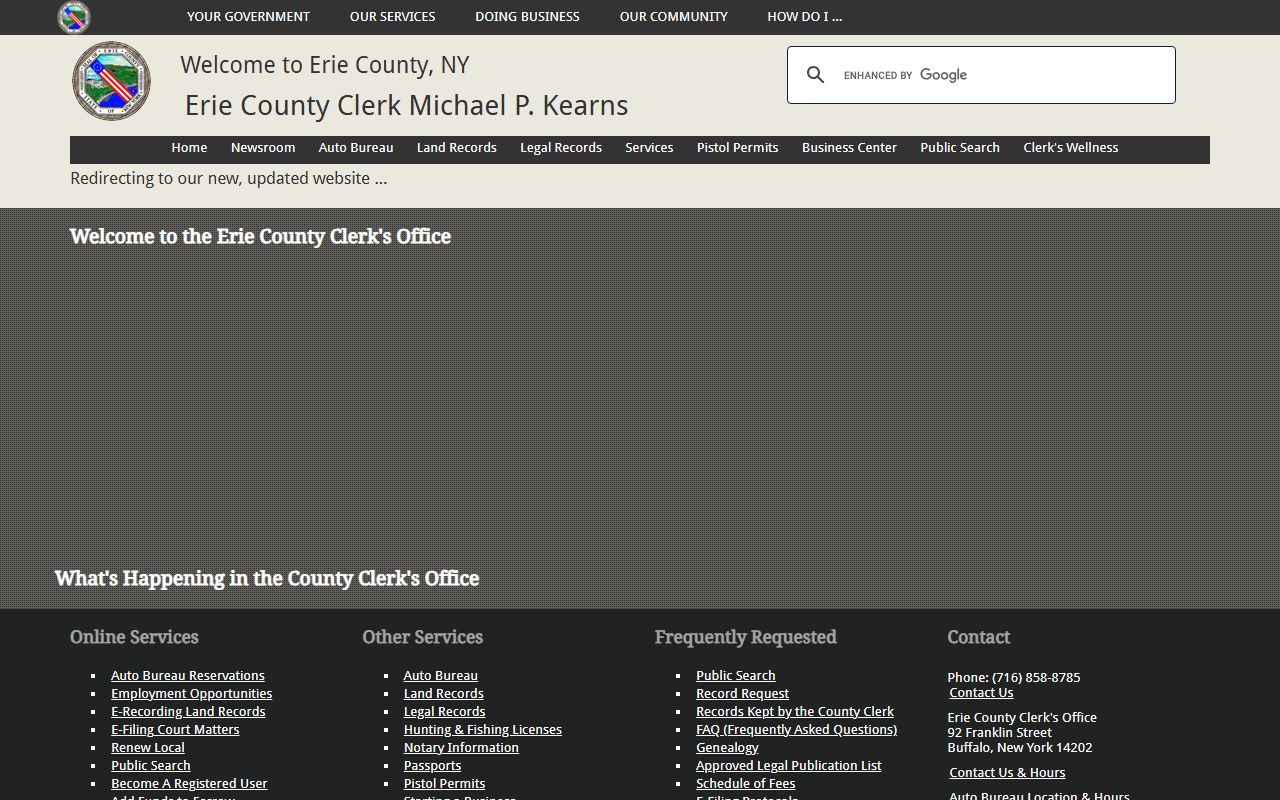 Erie County Clerk genealogy resources for Cheektowaga research