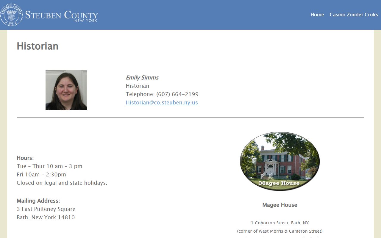 Steuben County Historian office for genealogy research